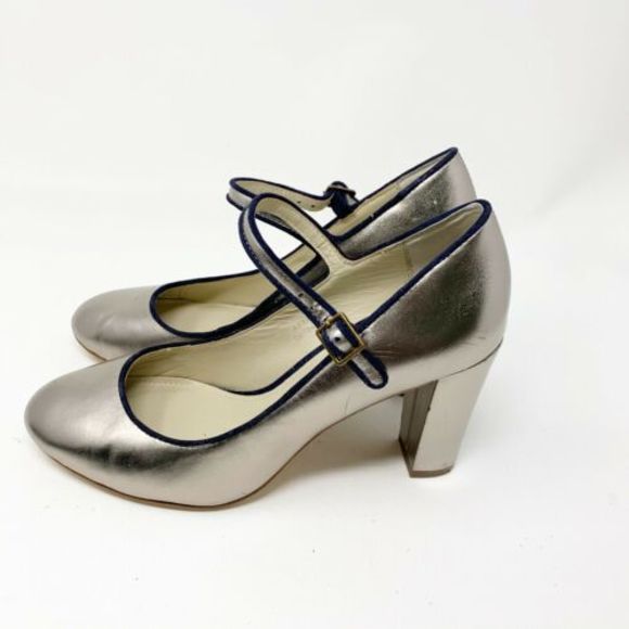 Boden Shoes - Boden Silver Metallic Mary Jane Pumps Size 38/8